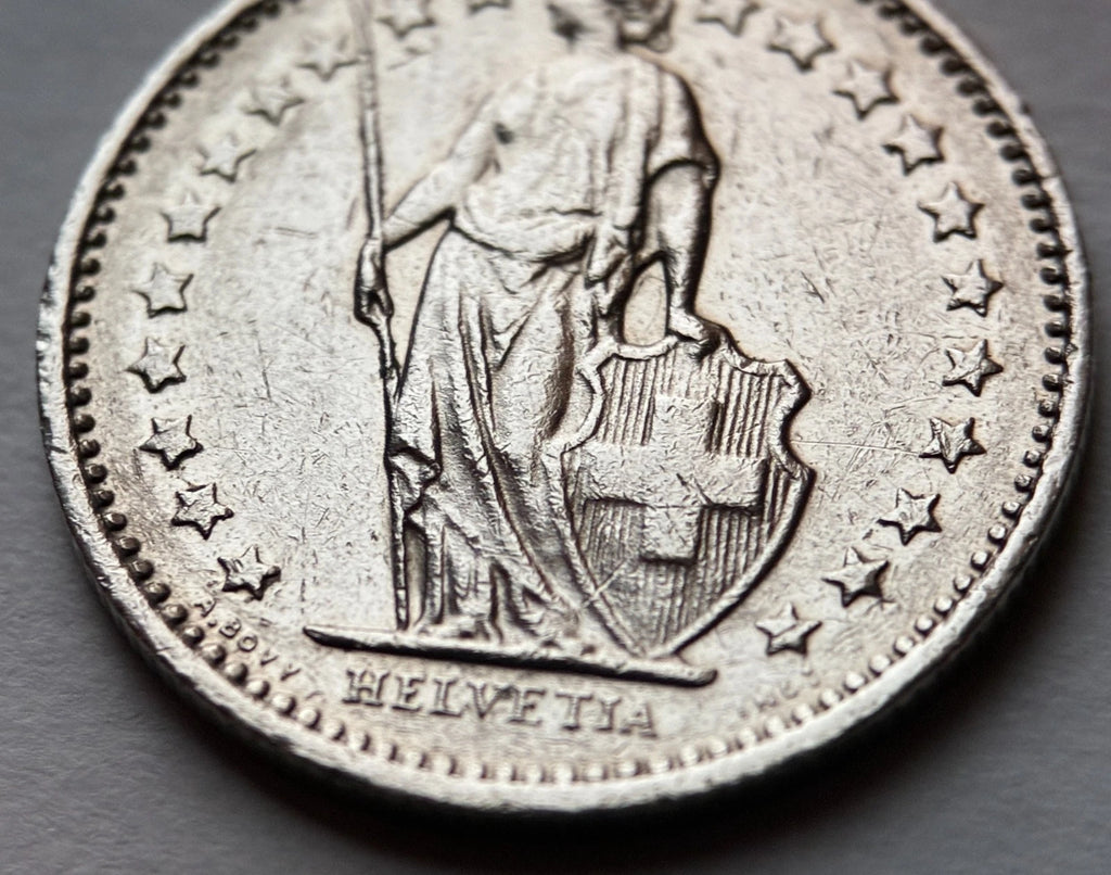 1/2 Franken 1979 | Schweiz | Helvetia mit Speer & Schild | Kupfer-Nickel-Münze