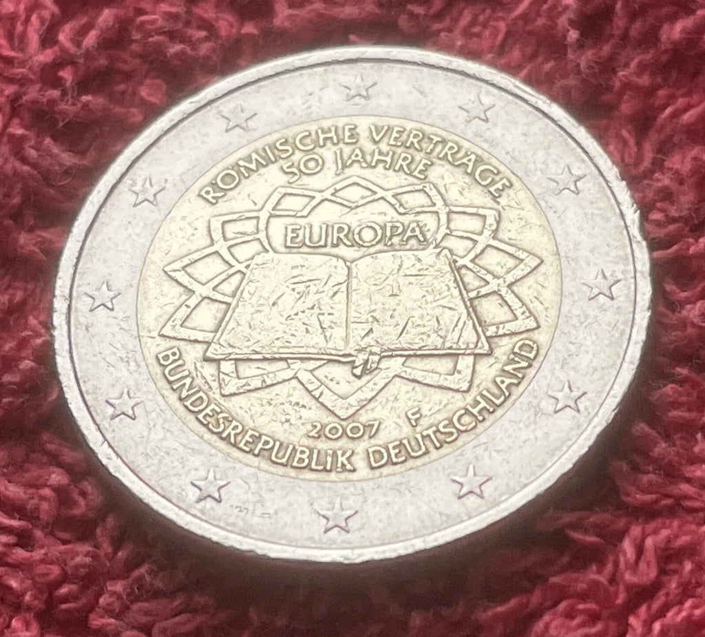 2 Euro 2007 F | Deutschland | 50 Jahre Römische Verträge | Bi-Metall Gedenkmünze | schön