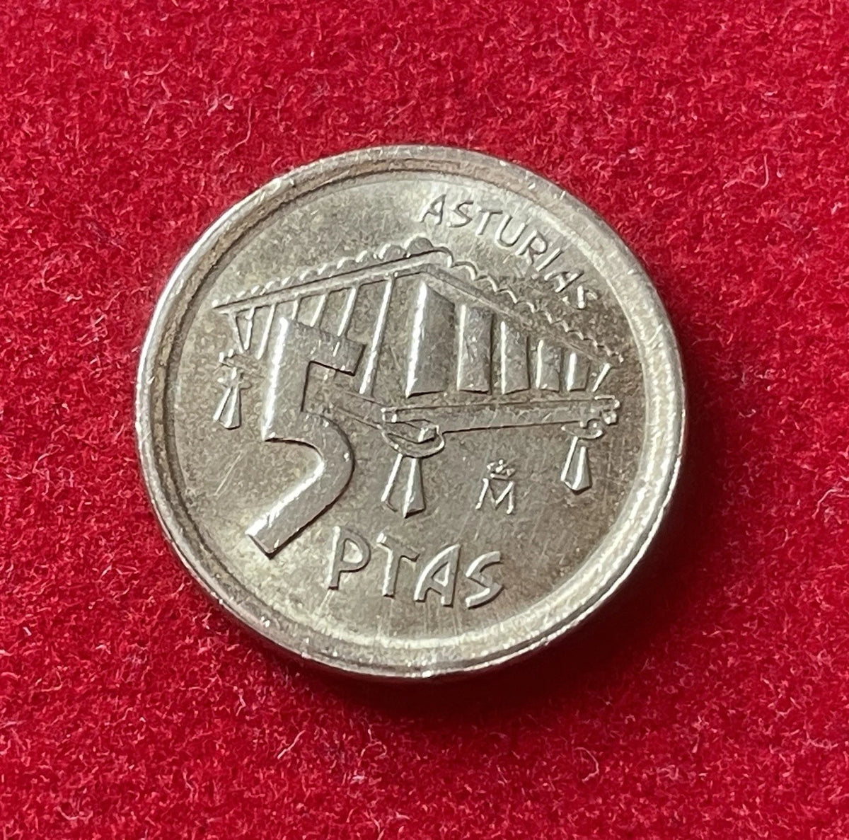 5 Pesetas 1995 | Spanien | Asturischer Kornspeicher | ASTURIAS | Münze aus Aluminiumbronze | Sehr schön