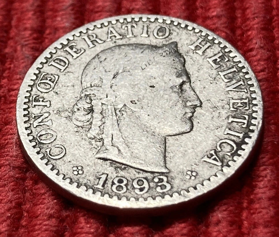 20 Rappen 1893 B | Schweiz | CONFOEDERATIO HELVETICA | Nickel | Historische Münze