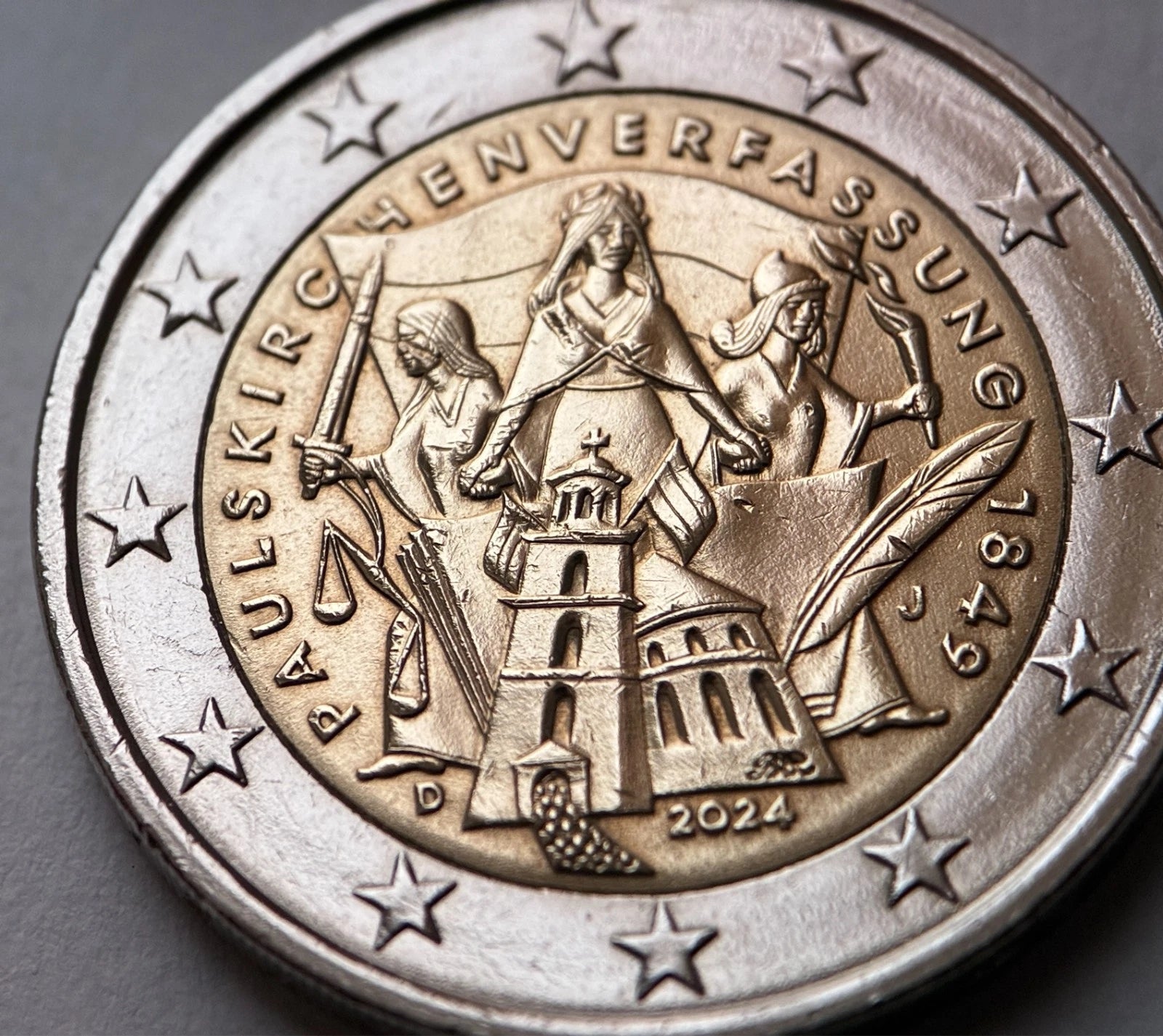 2 Euro 2024 J | Deutschland | 175 Jahre Paulskirchenverfassung | Bi-Metall Münze