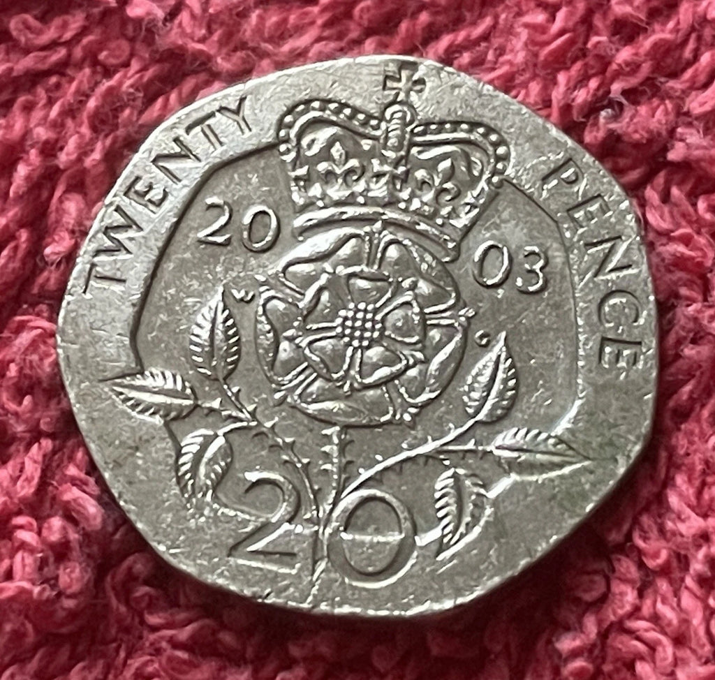 20 Pence 2003 | Großbritannien | Elizabeth II. | Tudor-Rose | Kupfer-Nickel Münze | schön