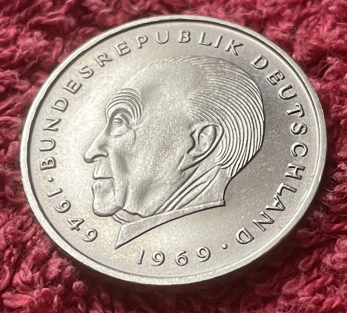 2 Deutsche Mark 1971 G | Bundesrepublik Deutschland | Konrad Adenauer | Kupfer-Nickel Gedenkmünze | vorzüglich