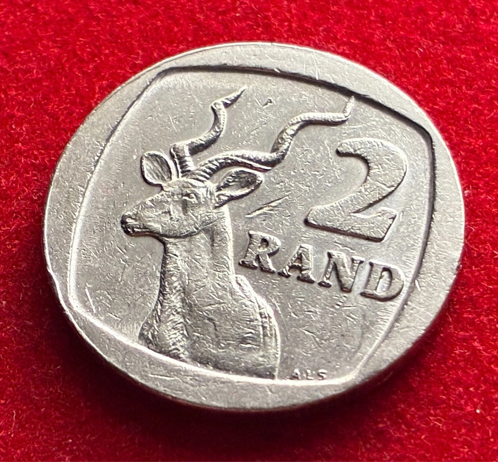 2 Rand 1995 | Südafrika | Großer Kudu | Antilope | Vernickeltes Kupfer Münze | schön