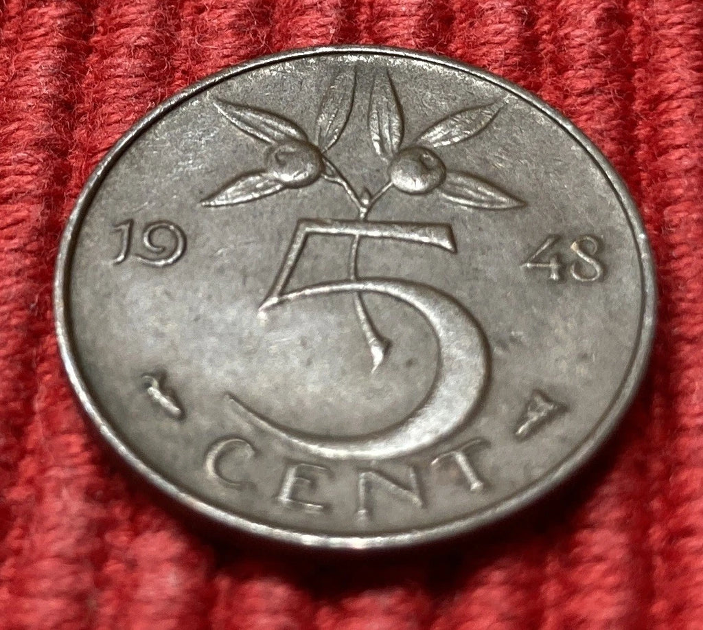 5 Cent 1948 | Niederlande | Königin Wilhelmina | Bronze Münze | sehr schön