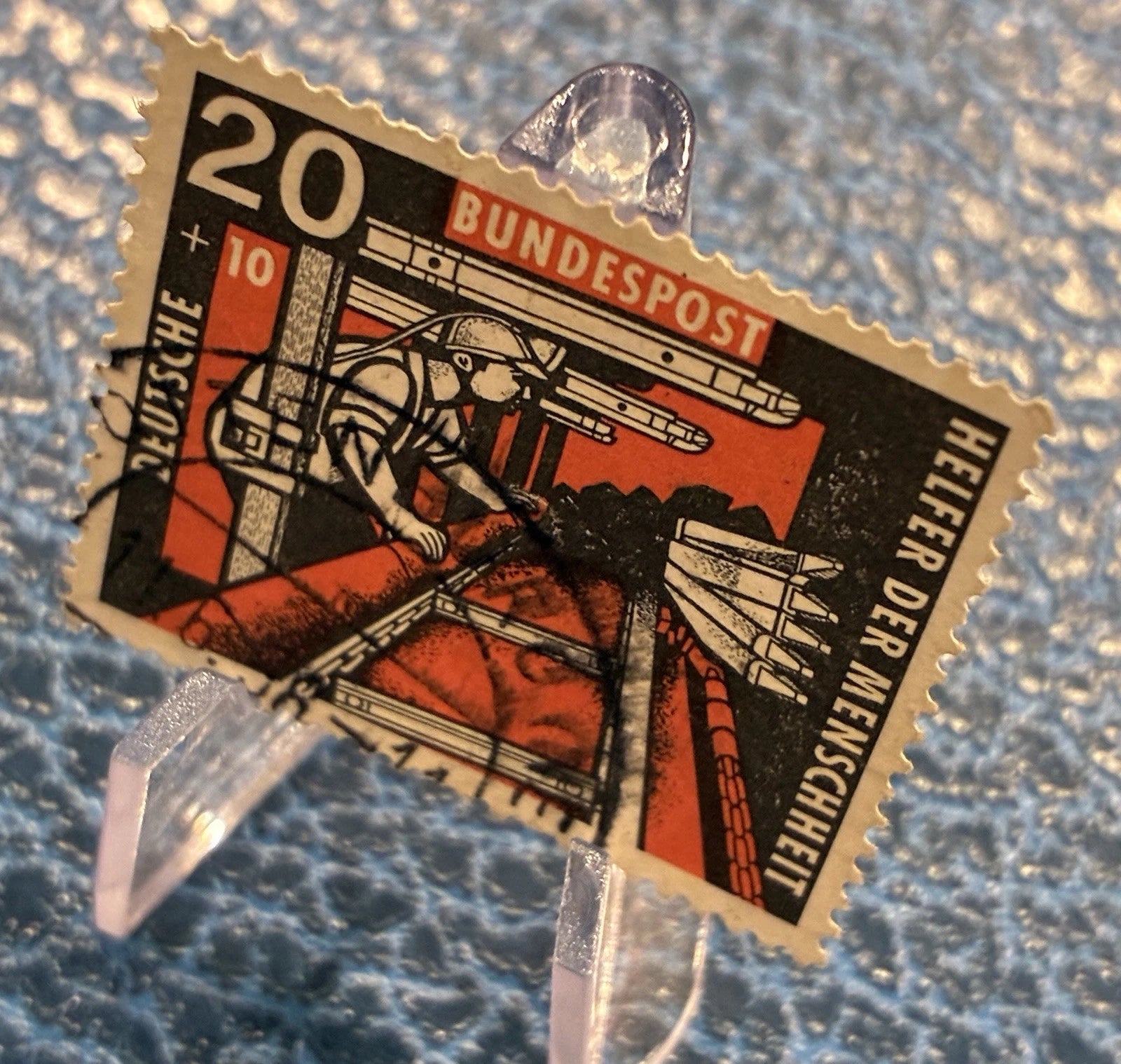 Deutsche Bundespost 1957 | 20+10 Pfennig | Helfer der Menschheit Bergarbeiter | gestempelt | Briefmarke