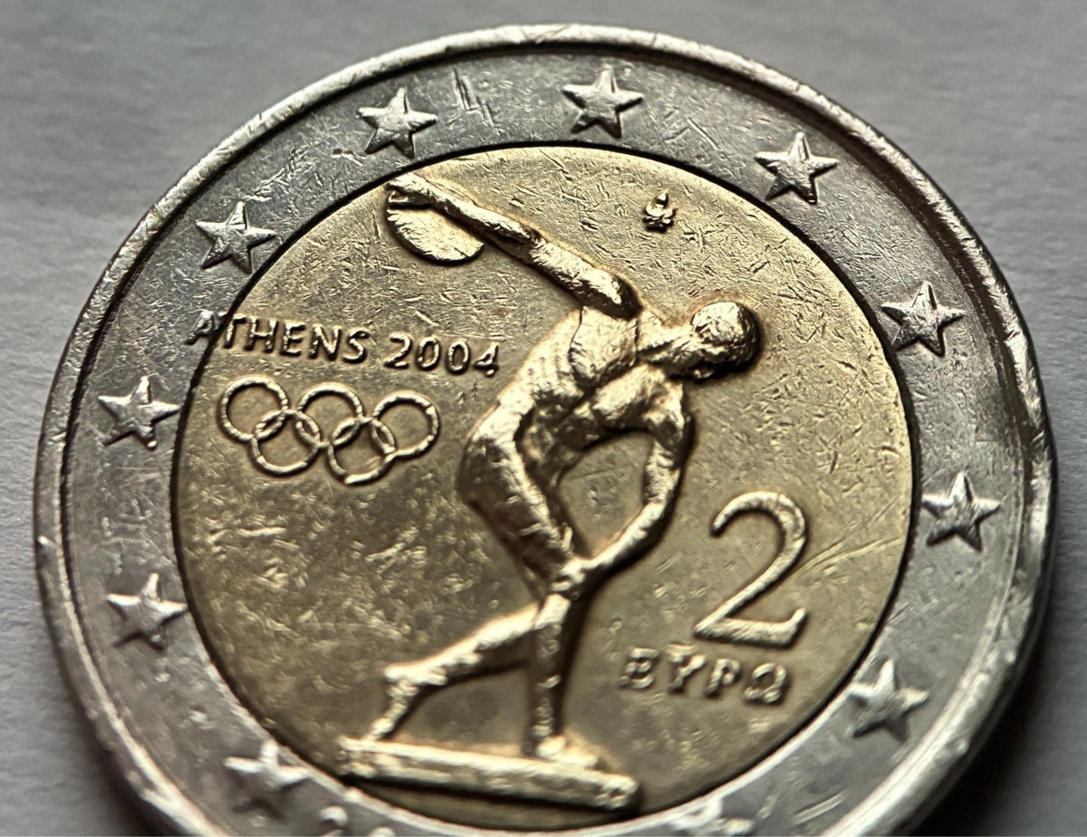 2 Euro 2004 | Griechenland | Olympische Sommerspiele Athen | Bi-Metall Gedenkmünze | schön