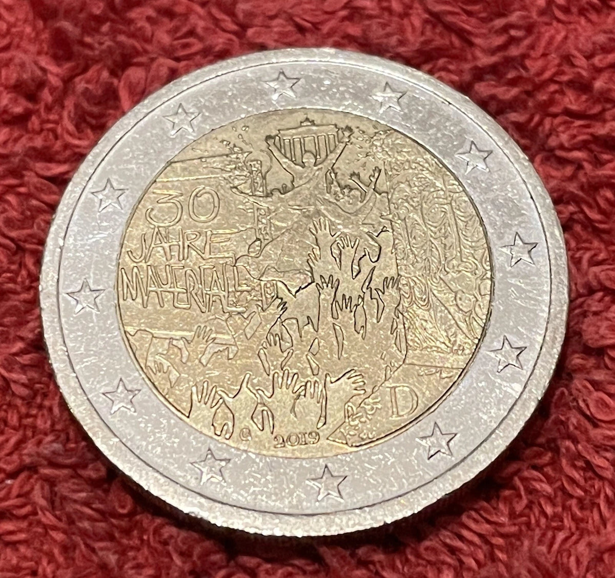 2 Euro 2019 G | Deutschland | 30 Jahre Mauerfall | Bi-Metall Gedenkmünze | sehr schön