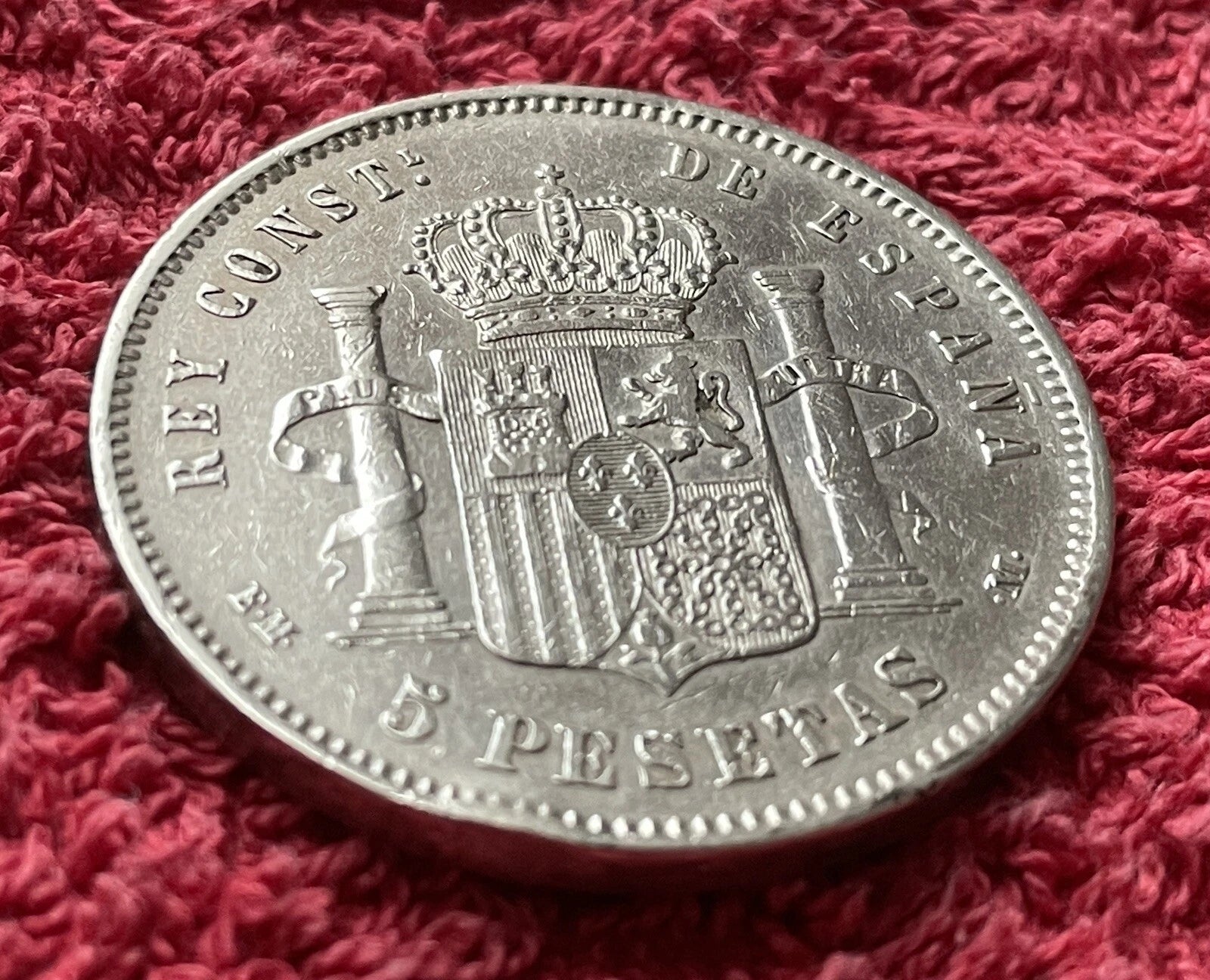 5 Peseten 1878 *78 Spanien – Alfonso XII – 900er Silber Münze