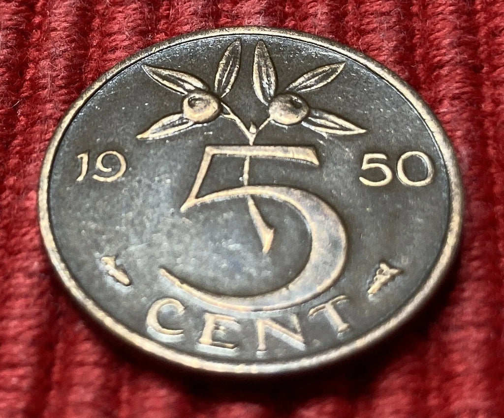 5 Cent 1950 | Niederlande | Königin Juliana | Bronze Münze | sehr schön