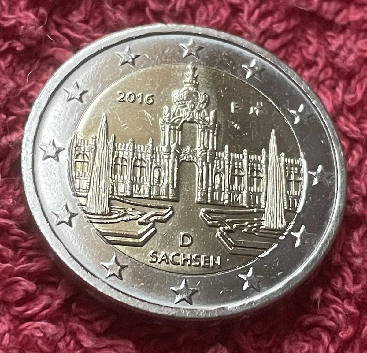 2 Euro 2016 F | Deutschland | Dresdner Zwinger, Sachsen | Bi-Metall Gedenkmünze | schön