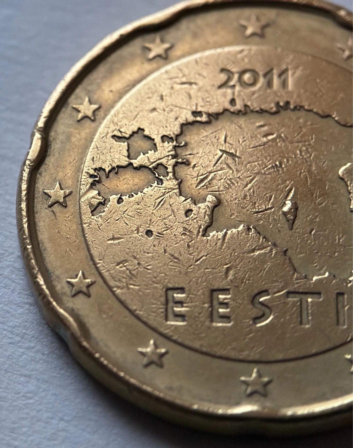 20 Cent 2011 | Estland | Landkarte EESTI | Nordisches Gold Münze | schön