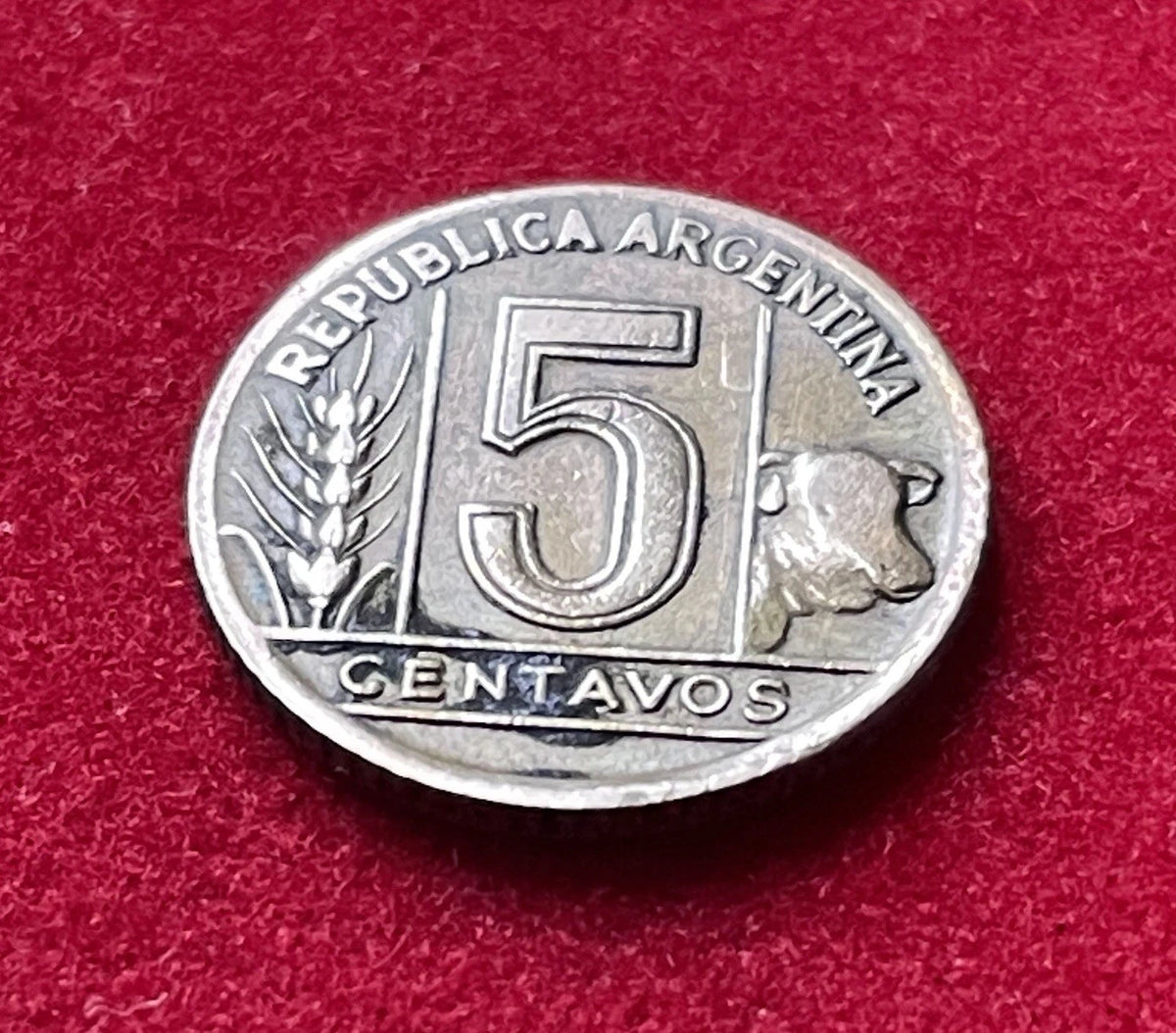 5 Centavos 1943 | Argentinien | Libertad & Stier | Aluminiumbronze Münze | schön