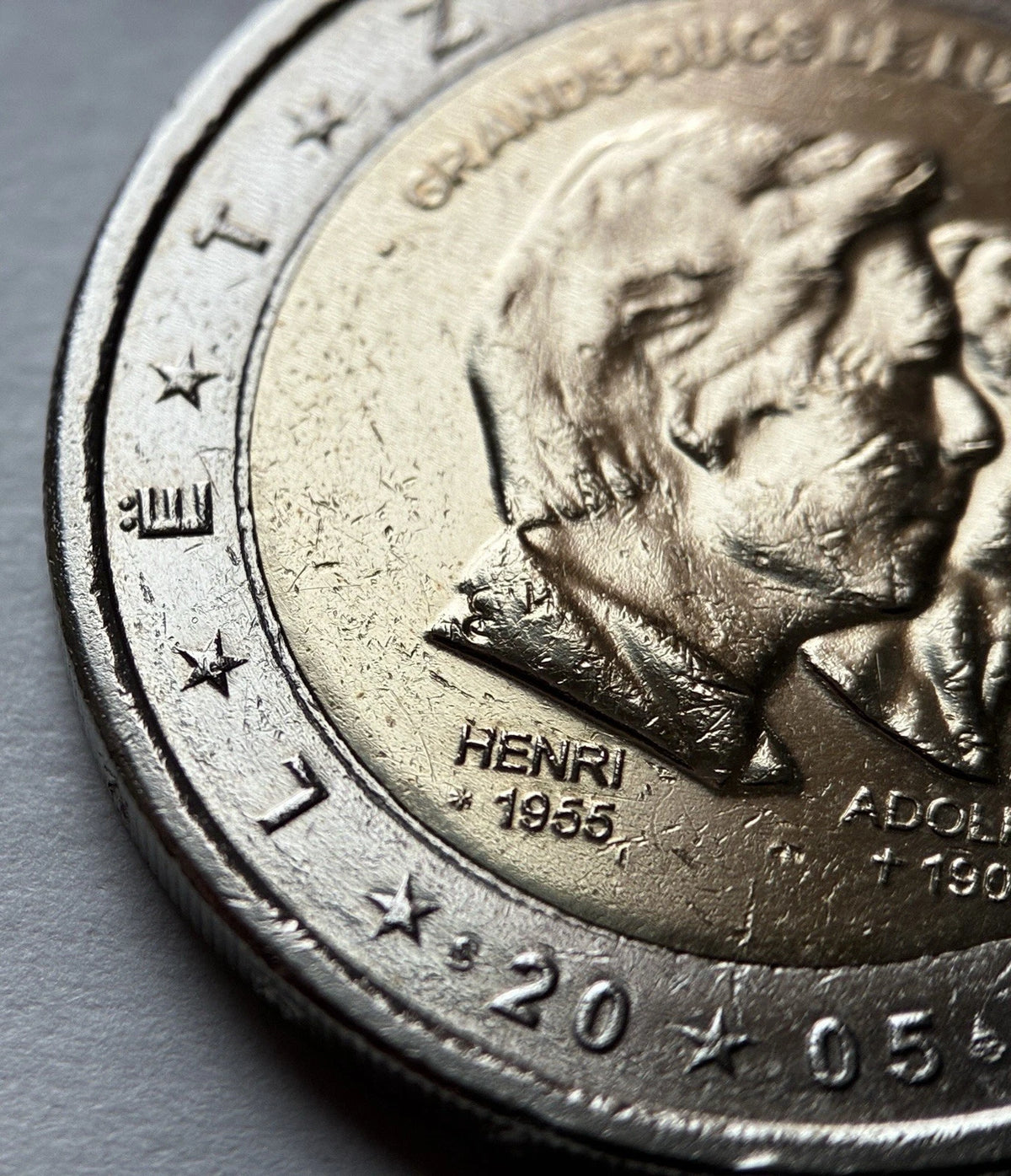 2 Euro 2005 | Luxemburg | Großherzöge Henri & Adolphe | Bi-Metall Gedenkmünze | schön
