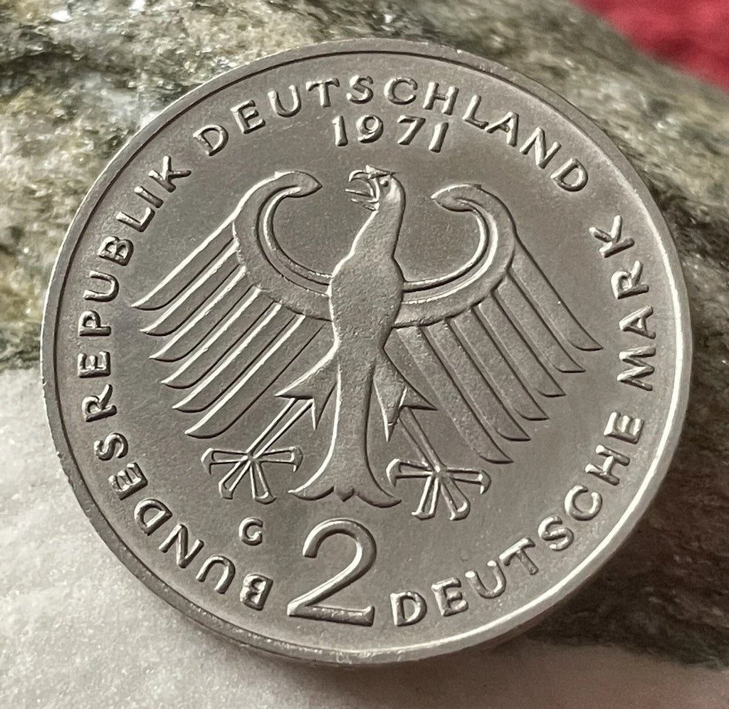 2 Deutsche Mark 1971 G | Bundesrepublik Deutschland | Konrad Adenauer | Kupfer-Nickel Gedenkmünze | vorzüglich