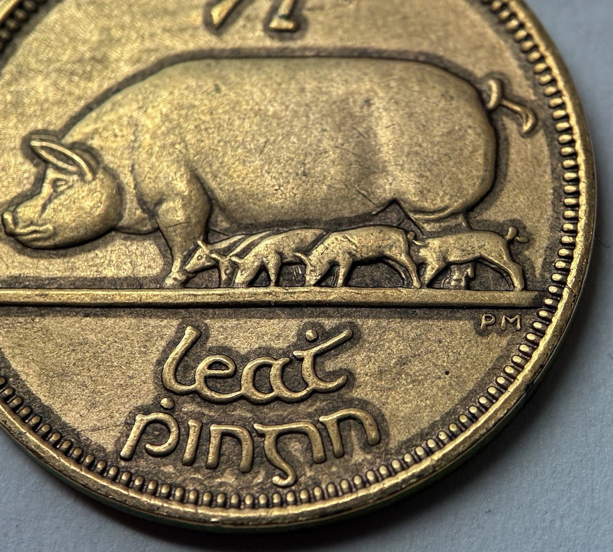 1/2 Penny 1964 | Irland | Glücksmünze der Iren | Bronze | Edel vergoldet | Mit Zertifikat | Münze