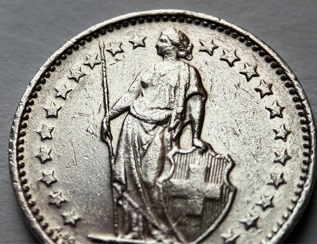 1/2 Franken 1979 | Schweiz | Helvetia mit Speer & Schild | Kupfer-Nickel-Münze