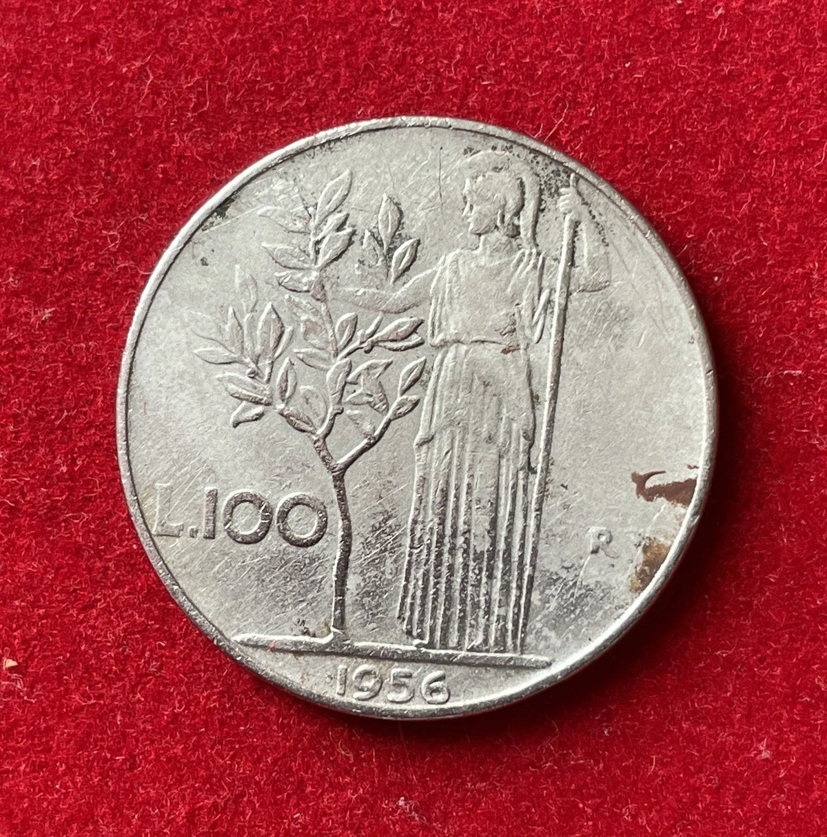 100 Lire 1956 | Italien | Minerva & Olivenbaum | Edelstahl Münze