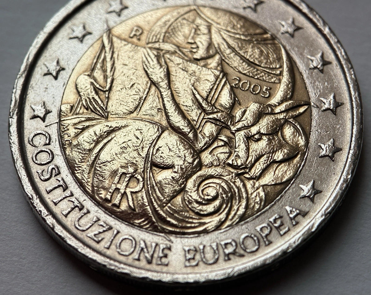 2 Euro 2005 | Italien | EU-Verfassung | Costituzione Europea | Bi-Metall Gedenkmünze | schön