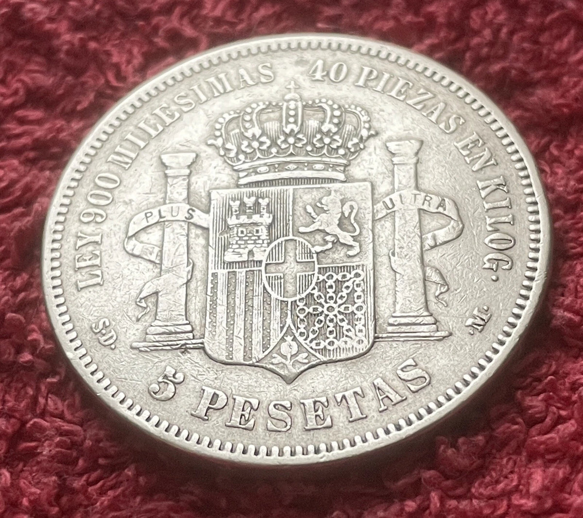 5 Pesetas 1871*71 | Spanien | König Amadeus I. | 900er Silber | Historische Münze | sehr schön