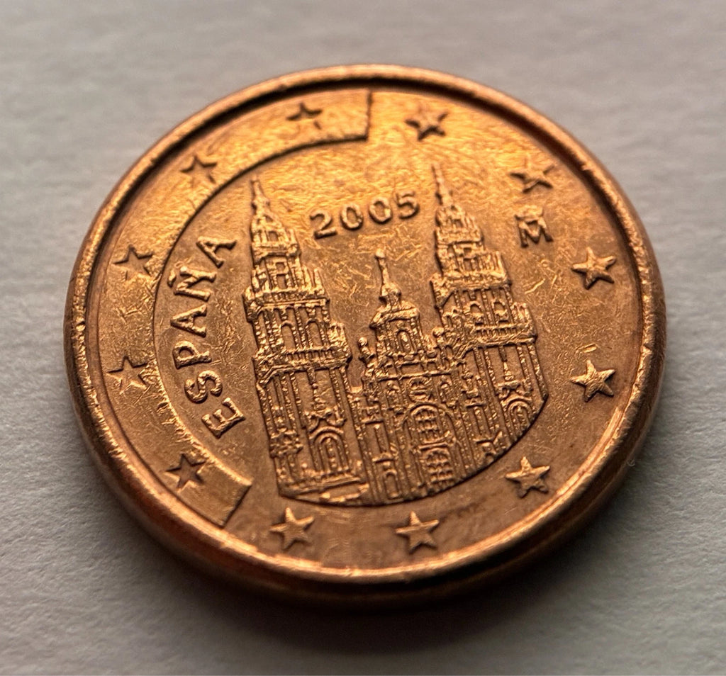 1 Cent 2005 | Spanien | Kathedrale von Santiago de Compostela | Verkupferter Stahl | Sammlermünze