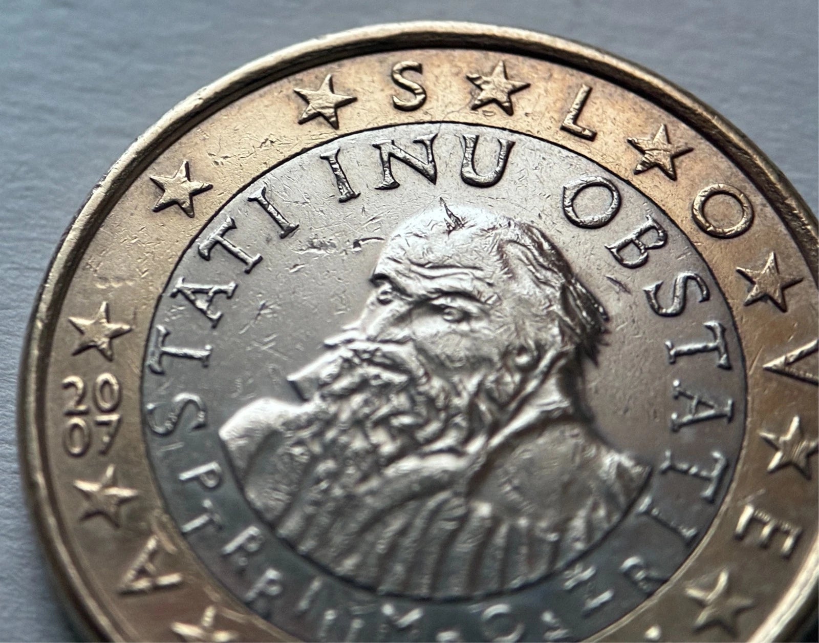 1 Euro 2007 | Slowenien | Primož Trubar | Stati inu obstati | Bi-Metall Münze
