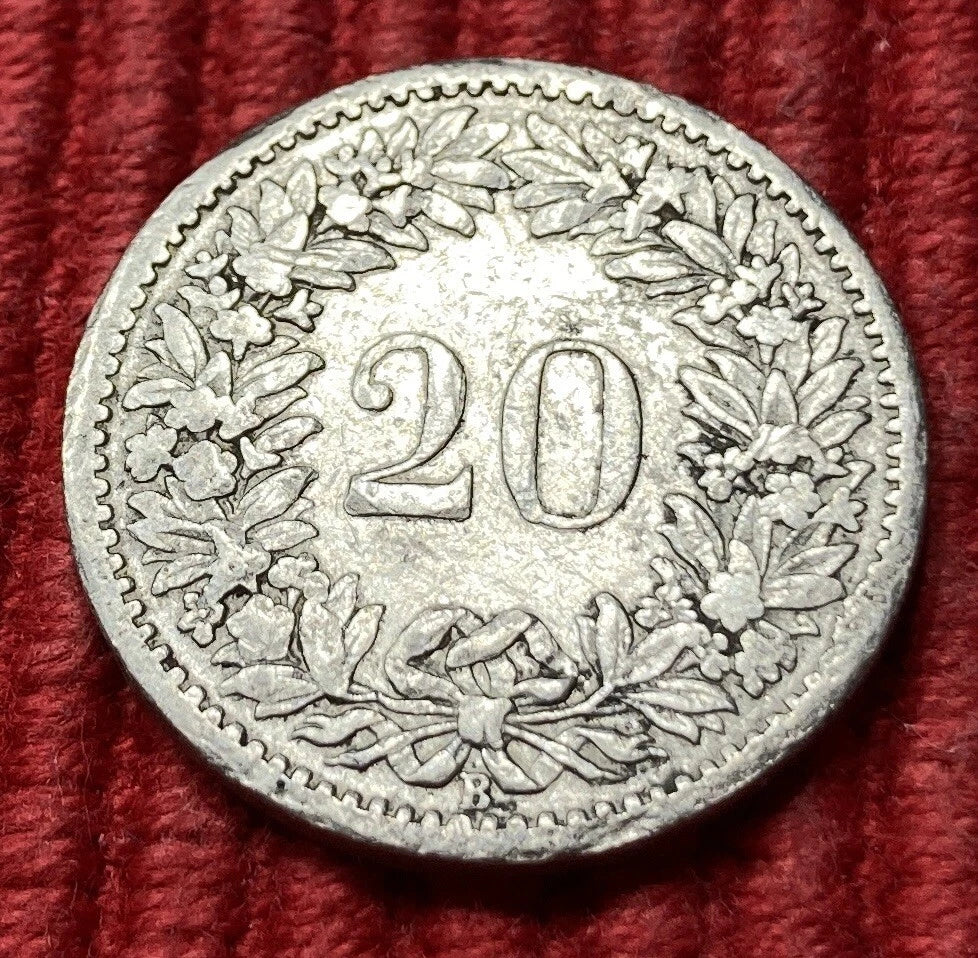 20 Rappen 1893 B | Schweiz | CONFOEDERATIO HELVETICA | Nickel | Historische Münze