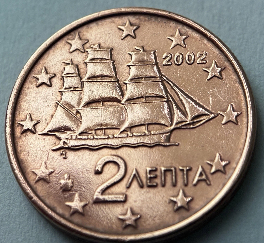 2 Cent 2002 | Griechenland | Griechische Korvette | Verkupferter Stahl Münze | sehr schön