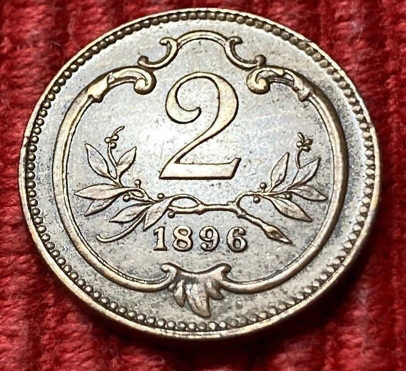 2 Heller 1896 | Österreich | Habsburgischer Doppeladler | Bronze | Kursmünze | schön