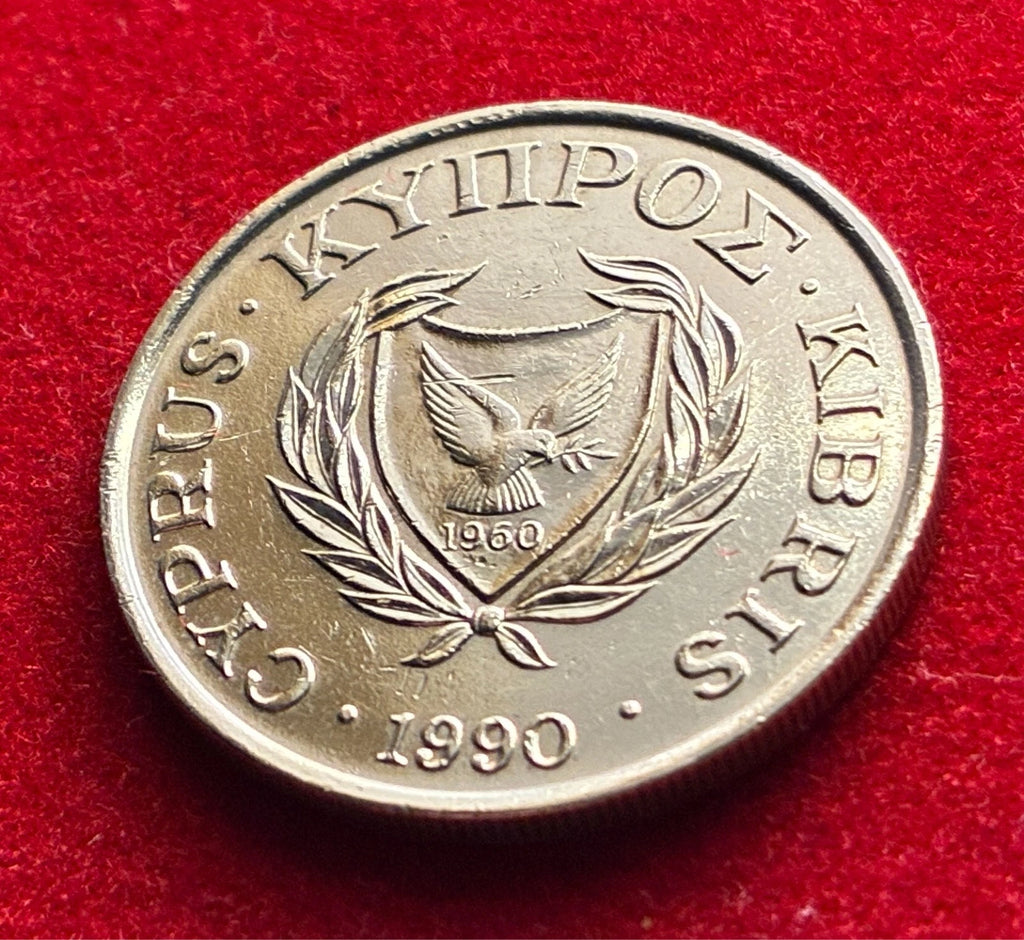 10 Cents 1990 | Zypern | Vase, florale Elemente & Vögel | Nickel-Messing Münze