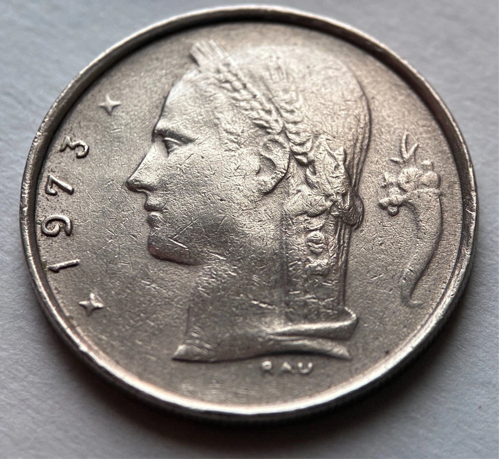 1 Franc Belgien 1973 | Ceres-Kopf & Eichenzweig | BELGIË | Münze