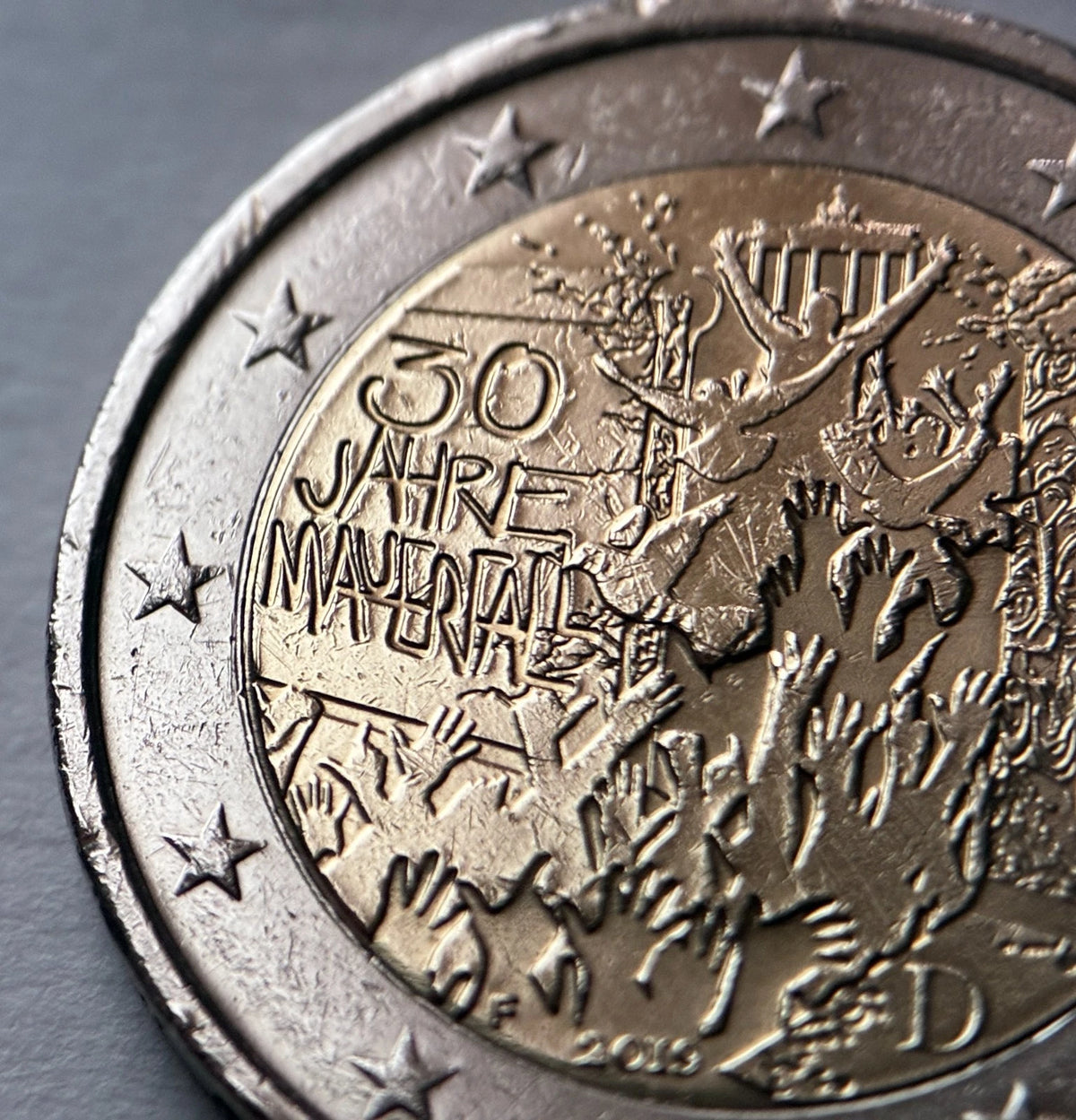 2 Euro 2019 F | Deutschland | 30 Jahre Fall der Berliner Mauer | Bi-Metall Gedenkmünze | schön
