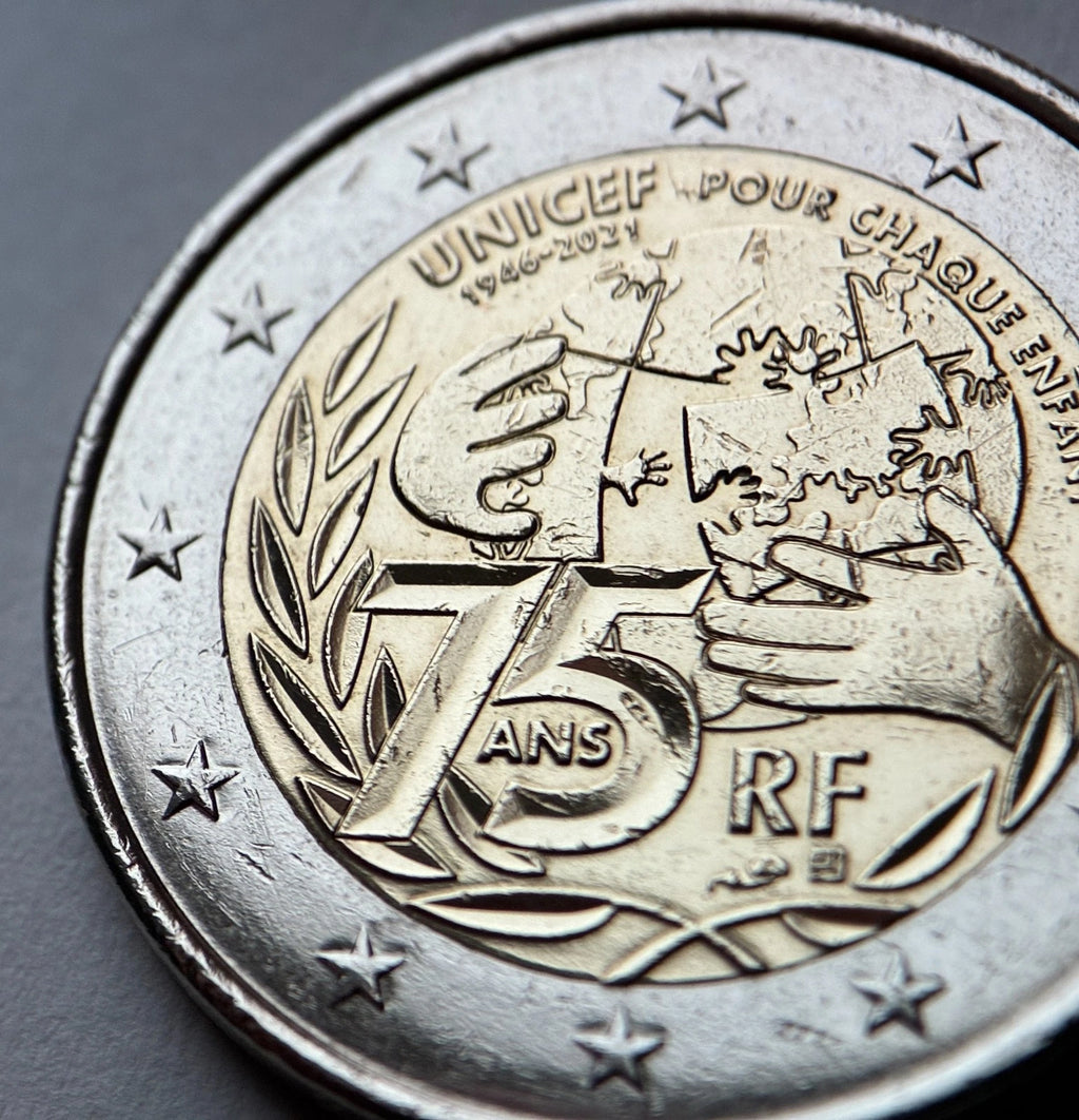 2 Euro 2021 | Frankreich | 75. Jahrestag der Gründung von UNICEF | Bi-Metall Münze