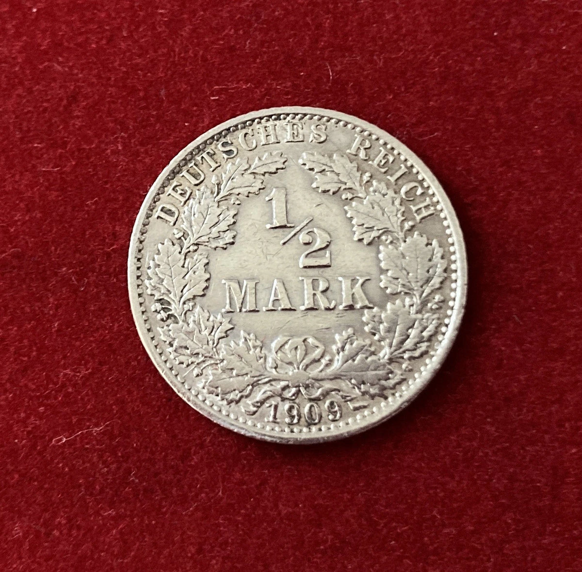 1/2 Mark 1909 A | Deutsches Reich | 900er Silbermünze | Historische Münze | vorzüglich