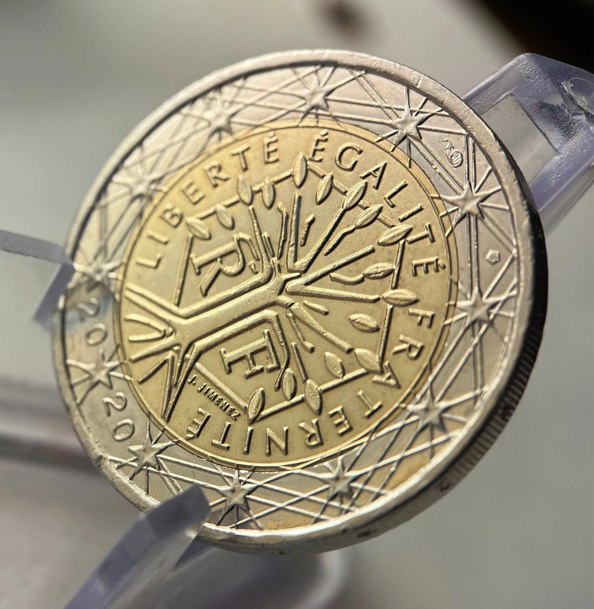 2 Euro 2020 | Frankreich | Baum der Freiheit | Arbre de la Liberté | Bi-Metall Gedenkmünze | dezentriert / Fehlprägung | schön