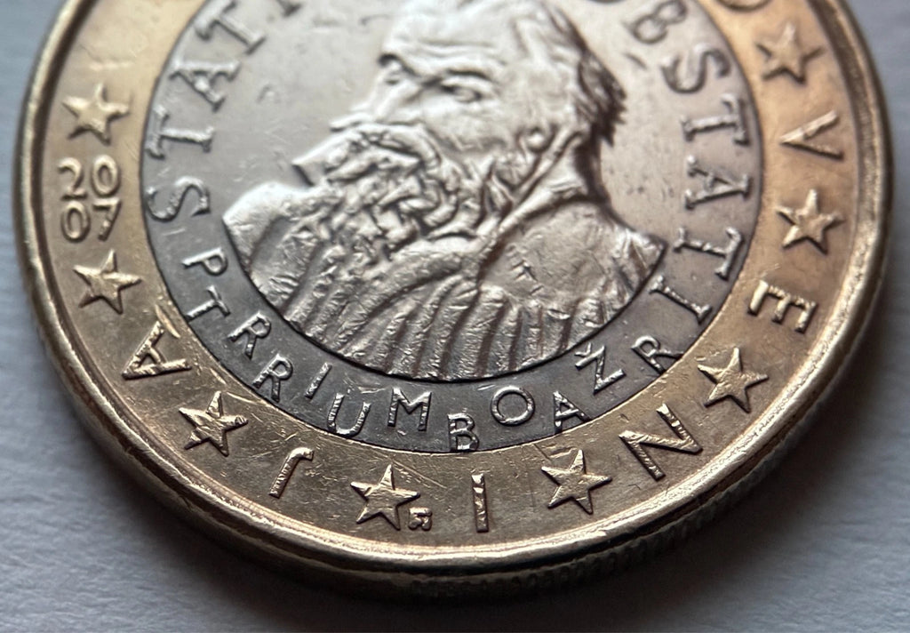 1 Euro 2007 | Slowenien | Primož Trubar | Stati inu obstati | Bi-Metall Münze