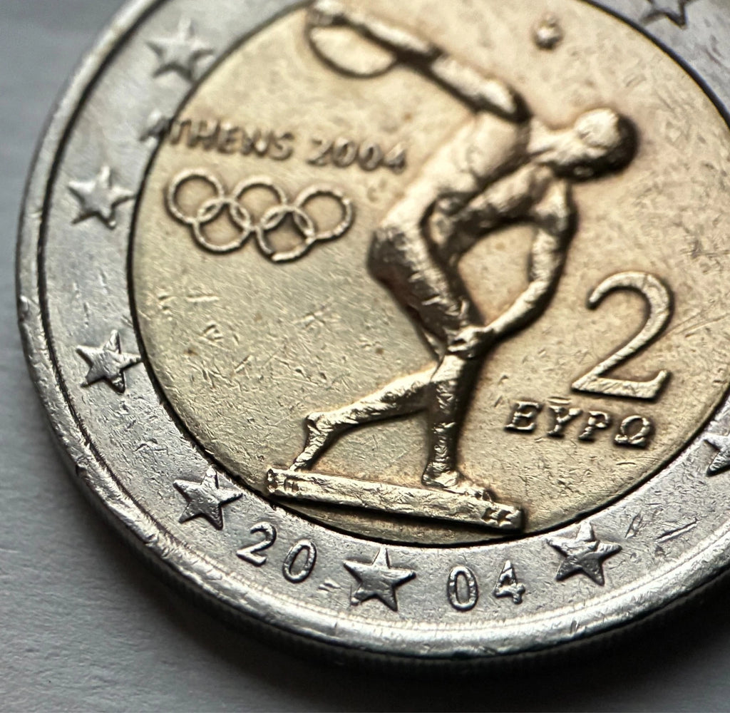 2 Euro 2004 | Griechenland | Olympische Sommerspiele Athen | Bi-Metall Gedenkmünze | schön