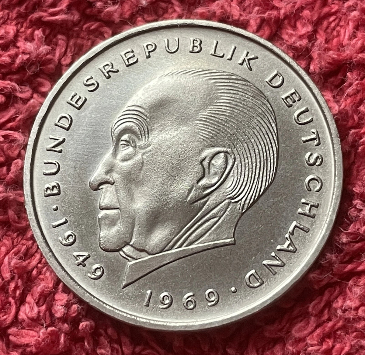 2 Deutsche Mark 1971 G | Bundesrepublik Deutschland | Konrad Adenauer | Kupfer-Nickel Gedenkmünze | vorzüglich