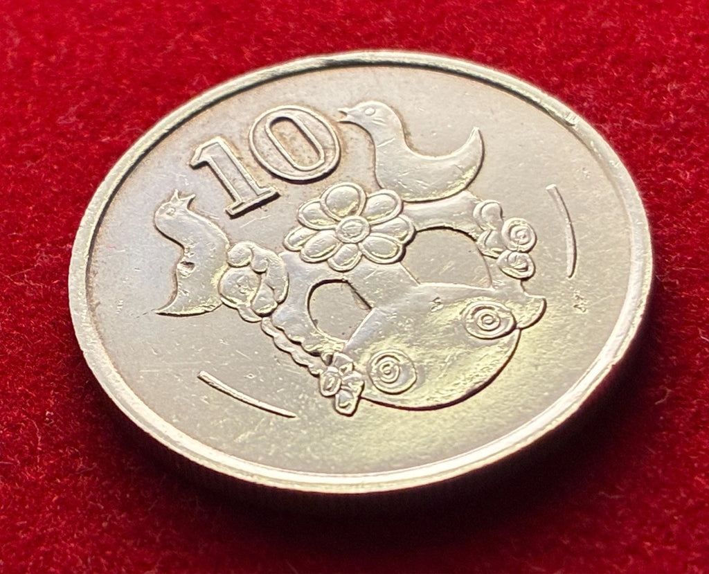 10 Cents 1990 | Zypern | Vase, florale Elemente & Vögel | Nickel-Messing Münze