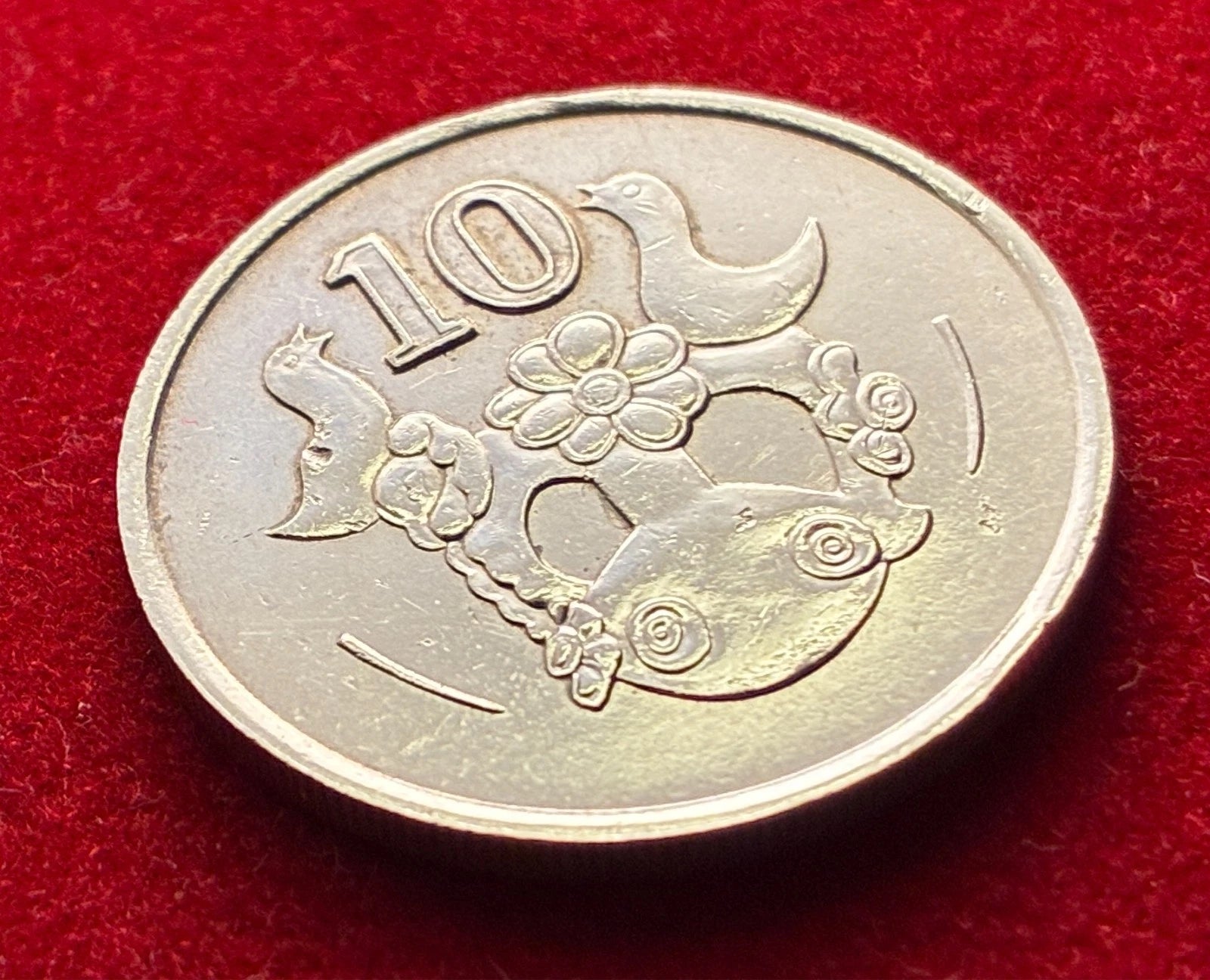 10 Cents 1990 | Zypern | Vase, florale Elemente & Vögel | Nickel-Messing Münze