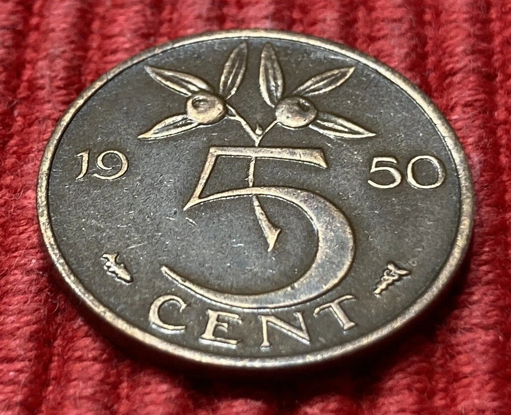 5 Cent 1950 | Niederlande | Königin Juliana | Bronze Münze | sehr schön