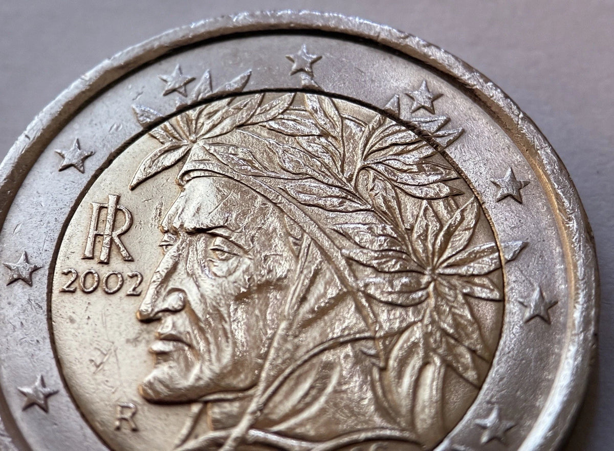 2 Euro 2002 | Italien | Dante Alighieri | Bi-Metall Münze | schön