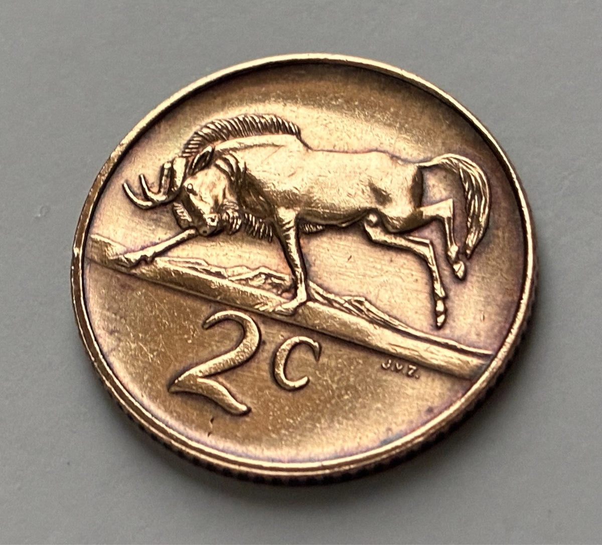 2 Cent 1986 | Südafrika | Gnu (Wildtier) | Bronze | Kursmünze | schön
