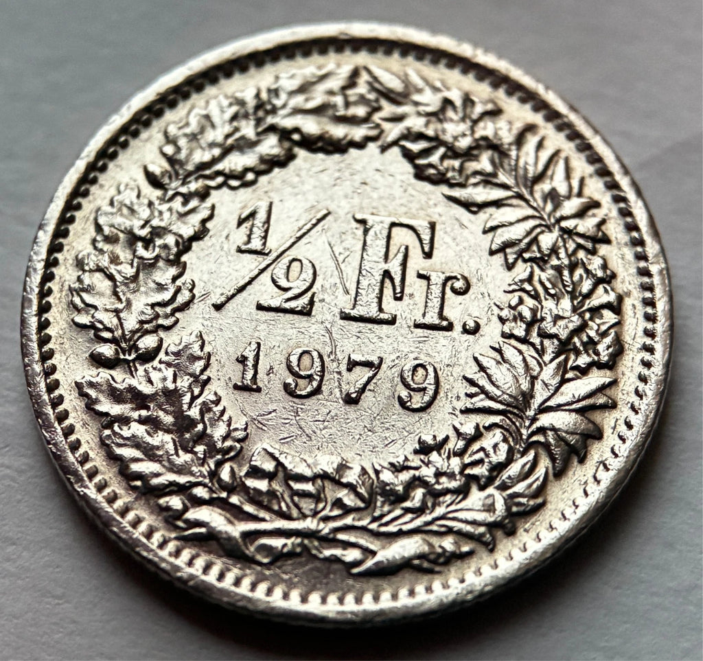 1/2 Franken 1979 | Schweiz | Helvetia mit Speer & Schild | Kupfer-Nickel-Münze