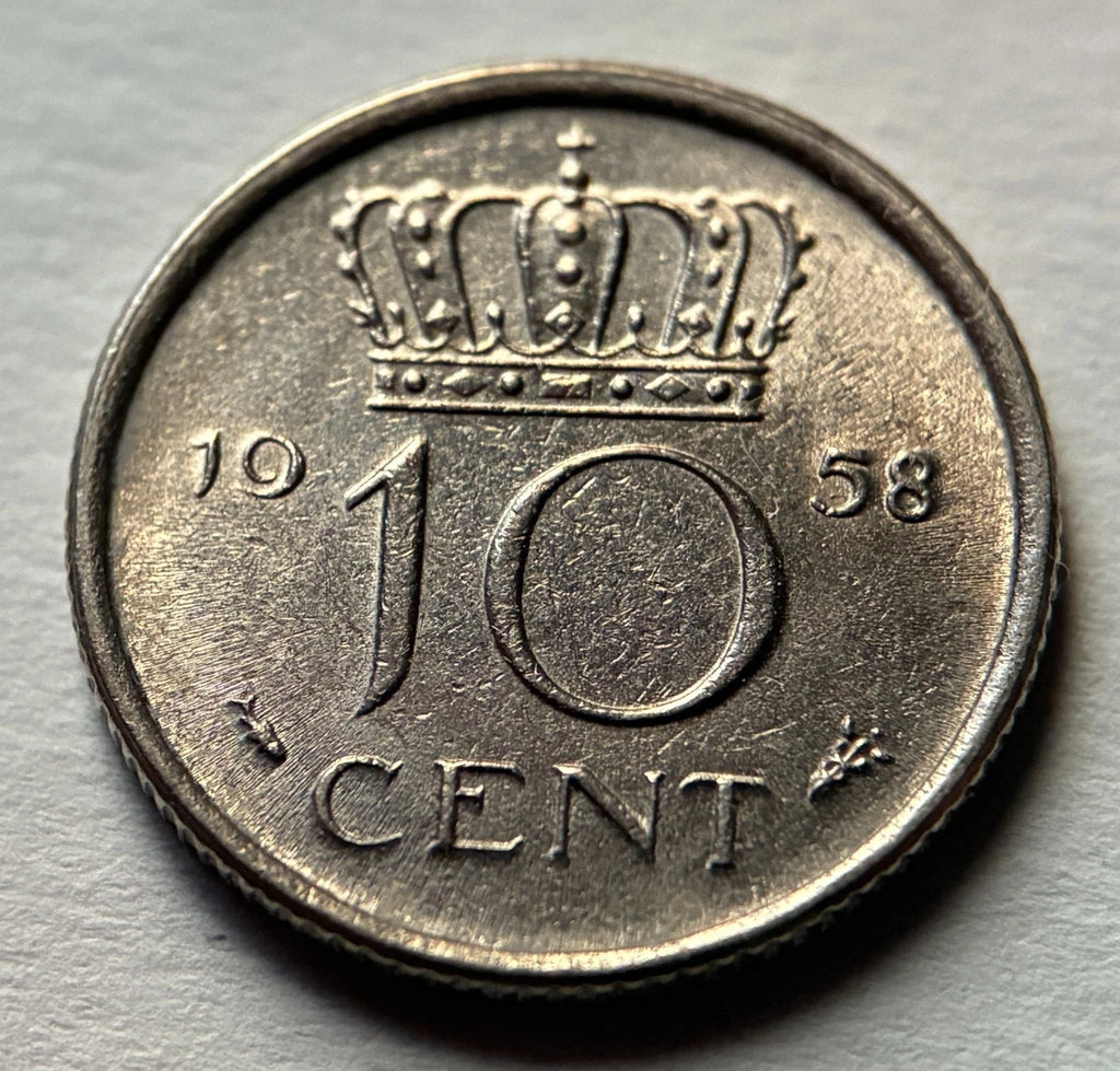 10 Cent 1958 | Niederlande | Königin Juliana | Nickel Münze