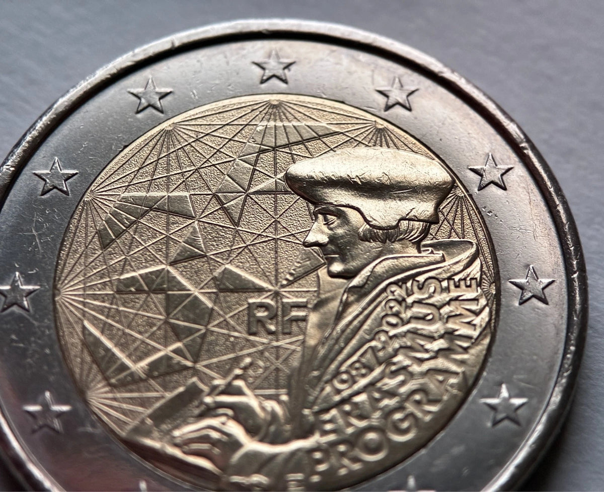 2 Euro 2022 | Frankreich | 35 Jahre Erasmus Programm | Bi-Metall Gedenkmünze | schön