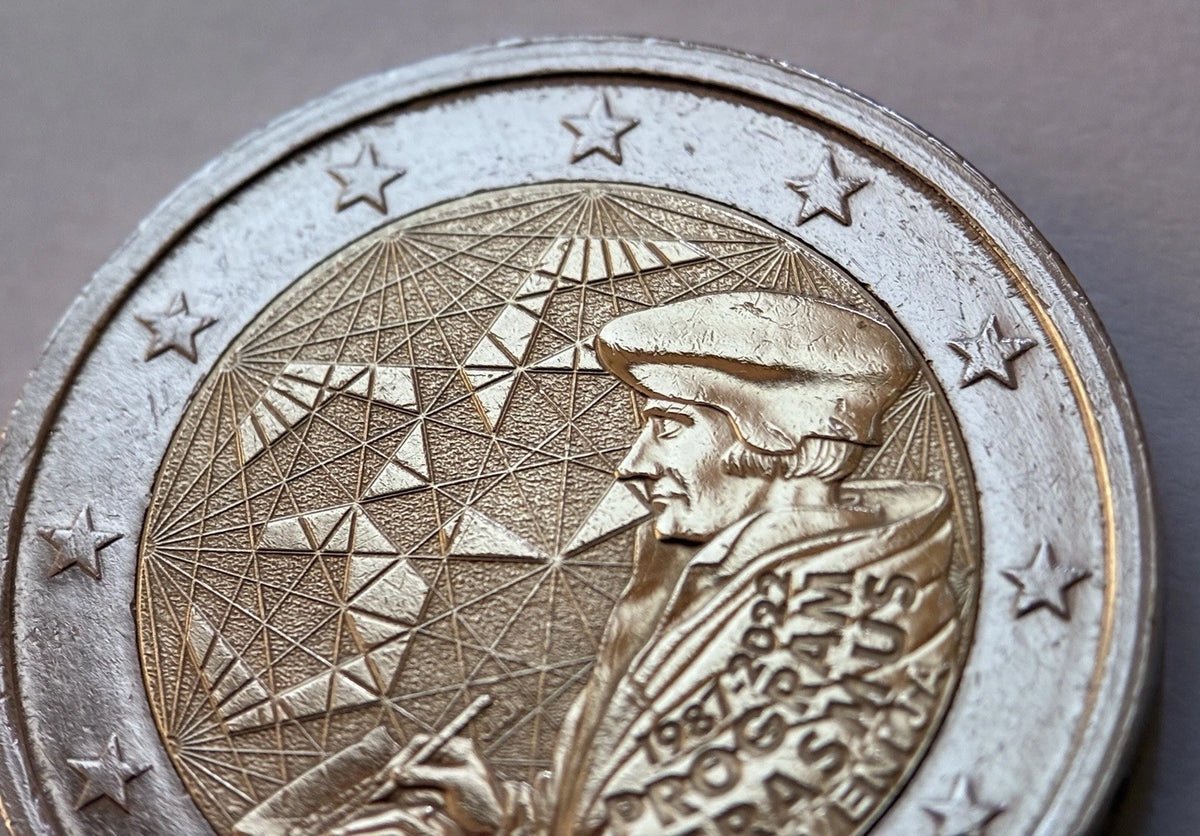 2 Euro 2022 | Slowenien | 35 Jahre Erasmus-Programm | Bi-Metall Gedenkmünze | Sehr schön
