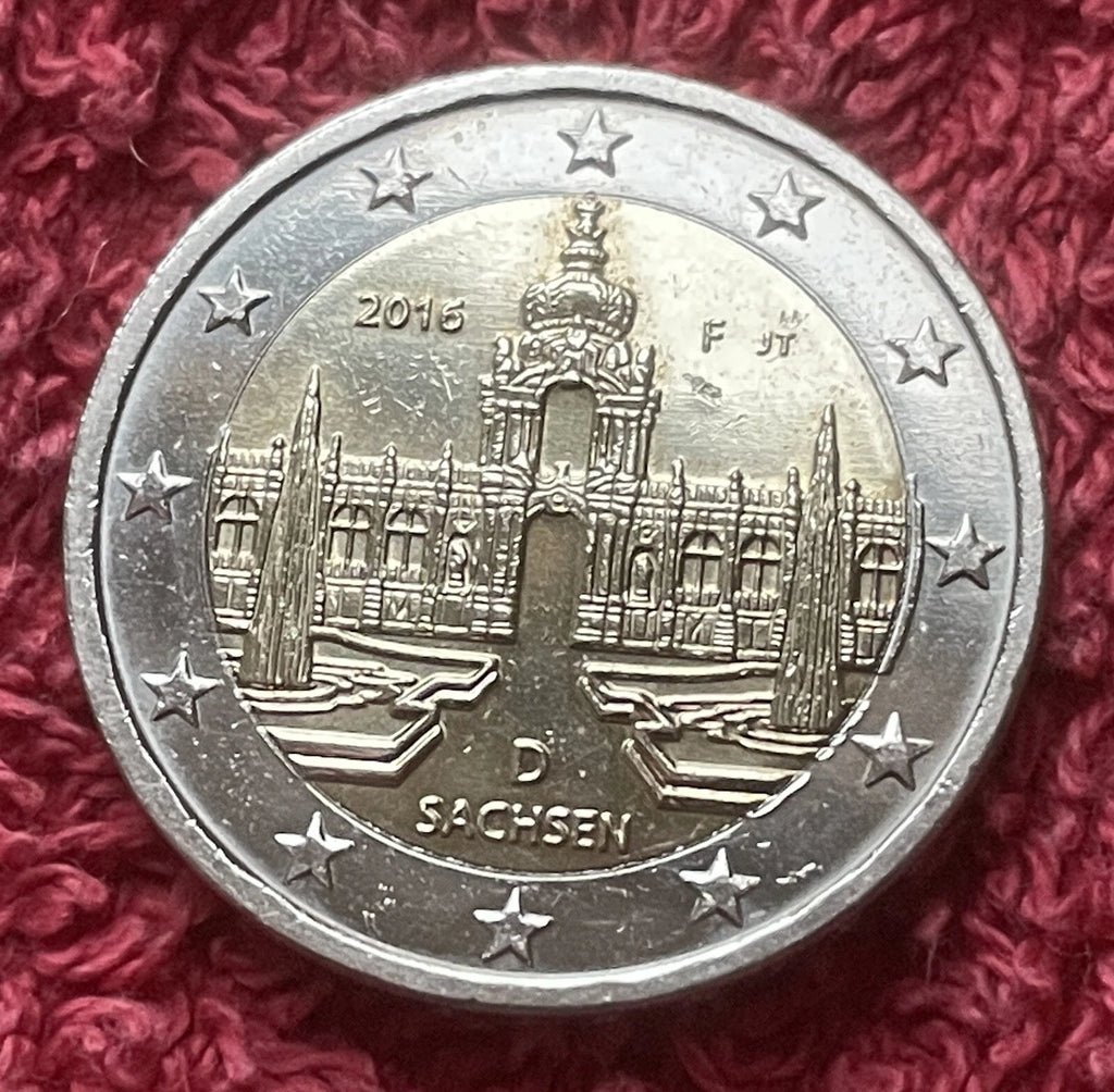 2 Euro 2016 F | Deutschland | Dresdner Zwinger, Sachsen | Bi-Metall Gedenkmünze | schön