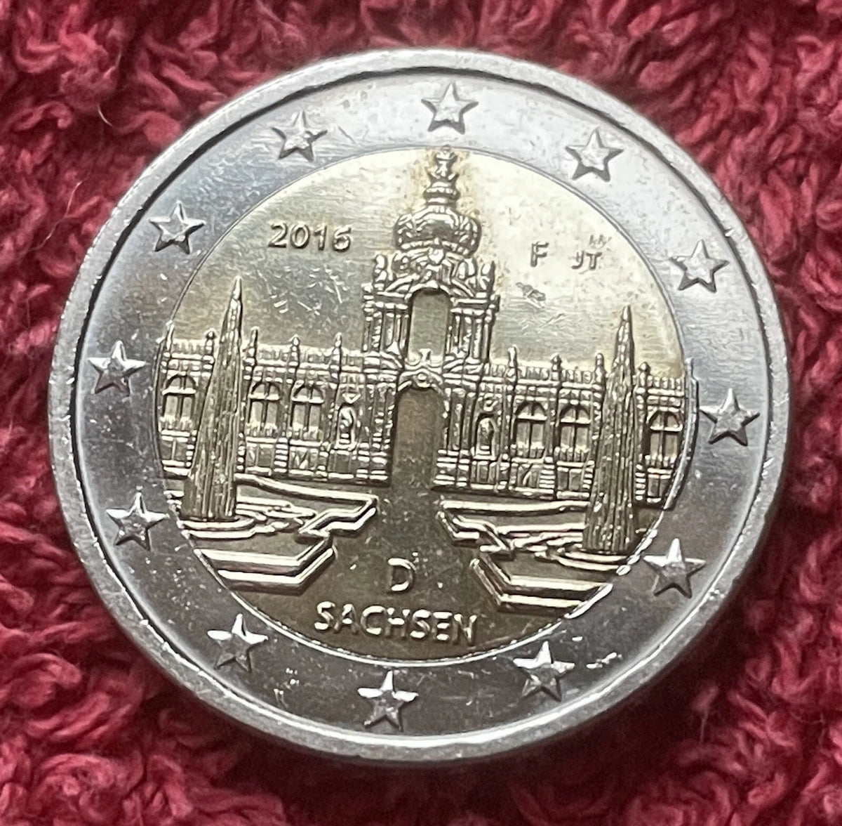 2 Euro 2016 F | Deutschland | Dresdner Zwinger, Sachsen | Bi-Metall Gedenkmünze | schön