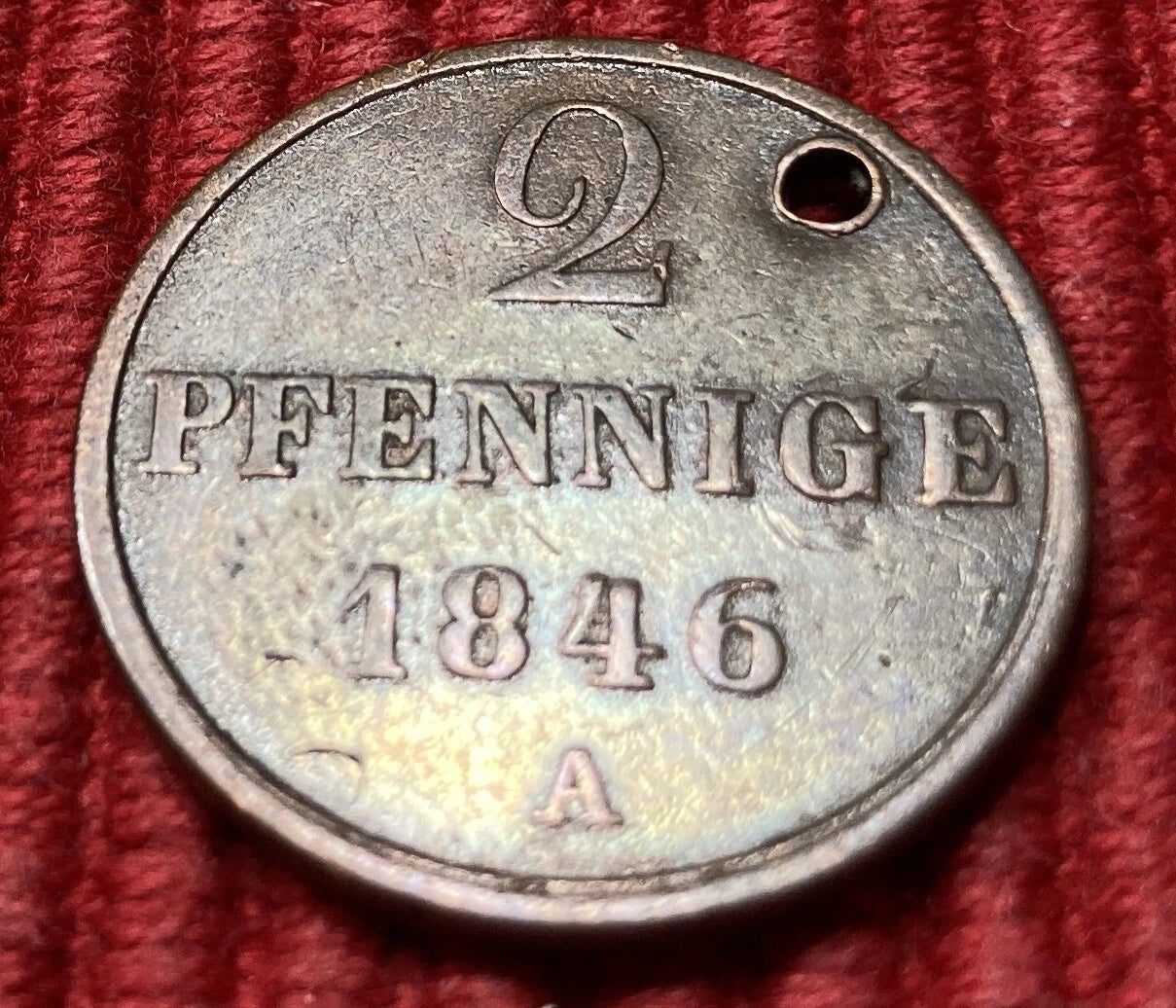2 Pfennige 1846 A | Königreich Hannover | Ernst August I. | Kupfer-Münze